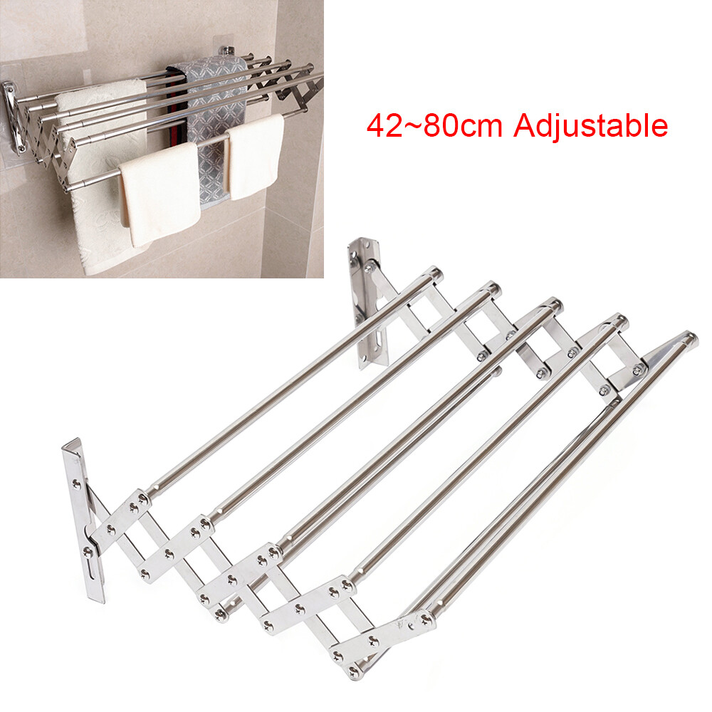 Wall Mounted Laundry Drying Rack, Clothes Hanger Rack, Retractable Clothes Rack