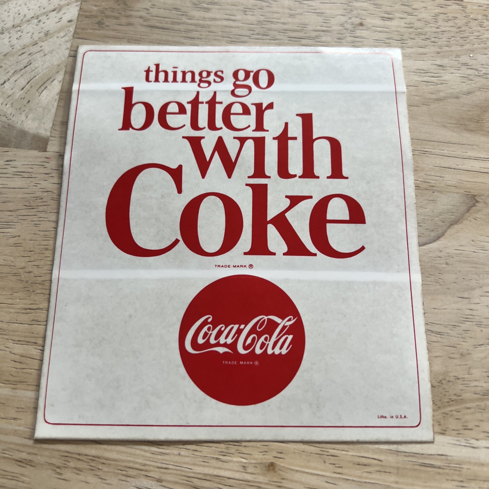 Vintage Coca Cola Stick on Decal Made In USA