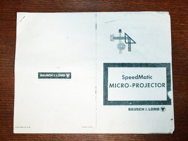 Bausch & Lomb Speedmatic Micro-Projector Automatic Projection Microscope