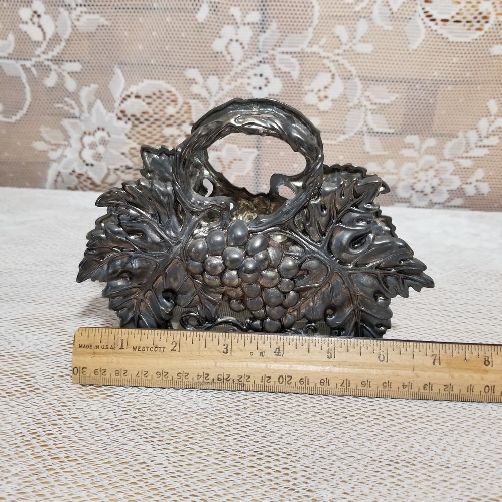 Godinger Letter Napkin Holder Silver Plated 1994 Grape & Leaf Design