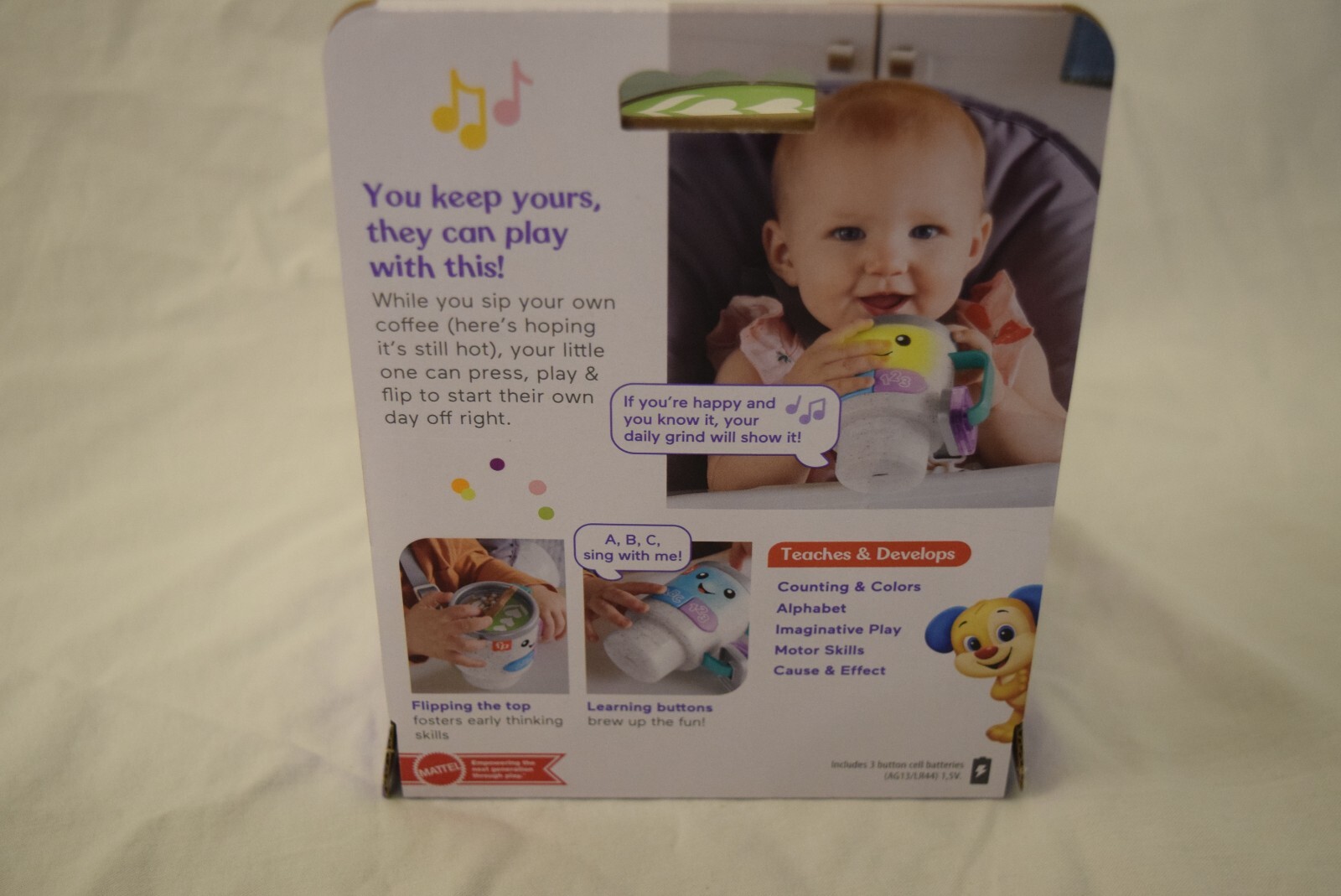 Fisher-Price Laugh & Learn Wake Coffee Mug Interactive Sounds 🔥 New !