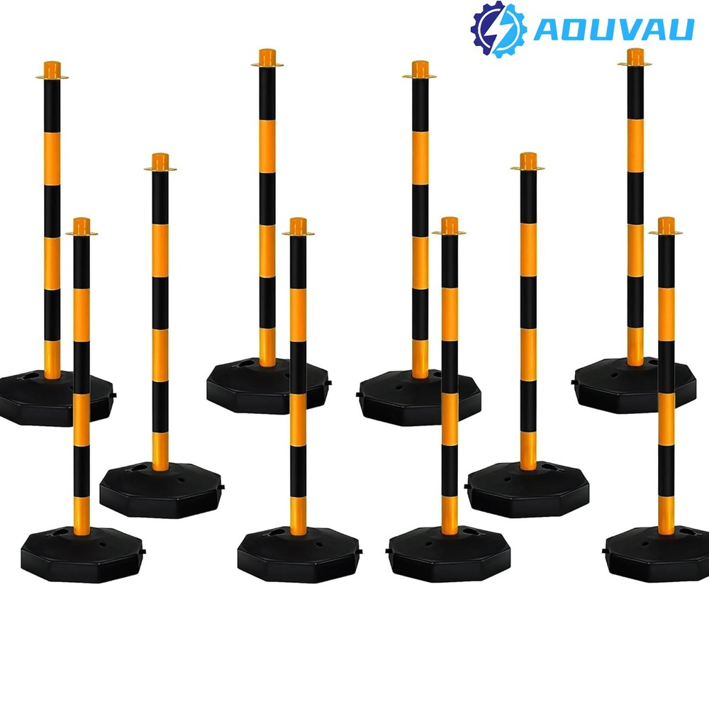 10 Pack Cylindrical Cone Portable Delineator PostCones with Fillable Base