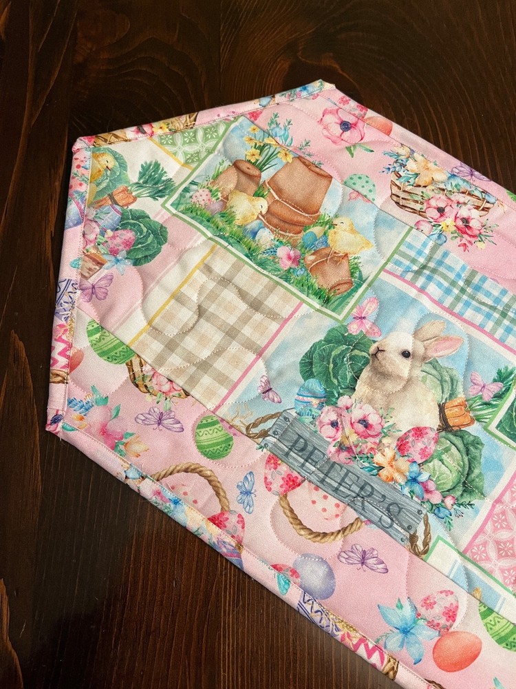 Handcrafted-Quilted Table Runner -Easter Eggs, Baskets, Bunnies & Butterflies