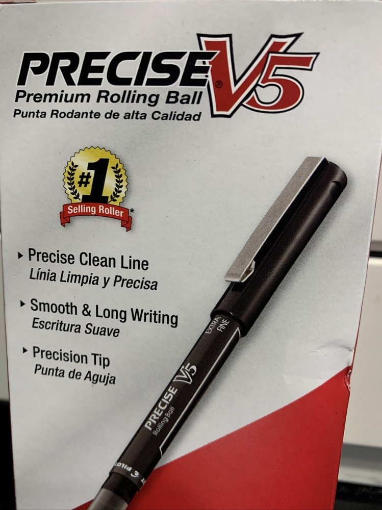 Pilot Precise V5 Roller Ball Stick Pen, Black -35334 (12 Pack)
