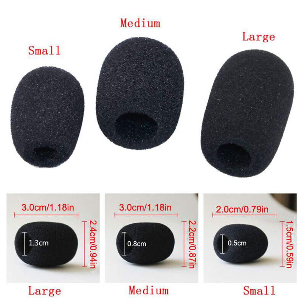20PCS Practical Small Black Microphone Headset Windscreen Sponge Foam Mic Cover