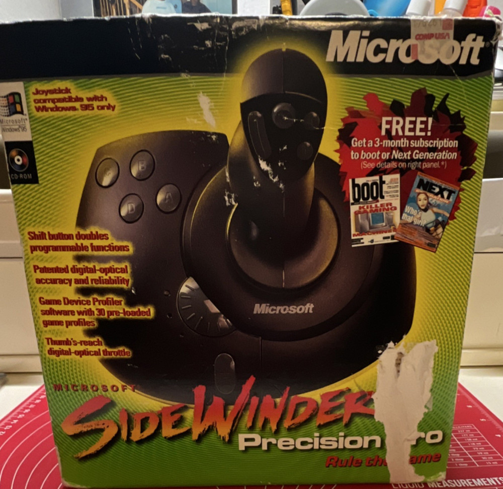 Microsoft SideWinder Precision Pro Wired Serial Joystick PC Windows 95 Throttle
