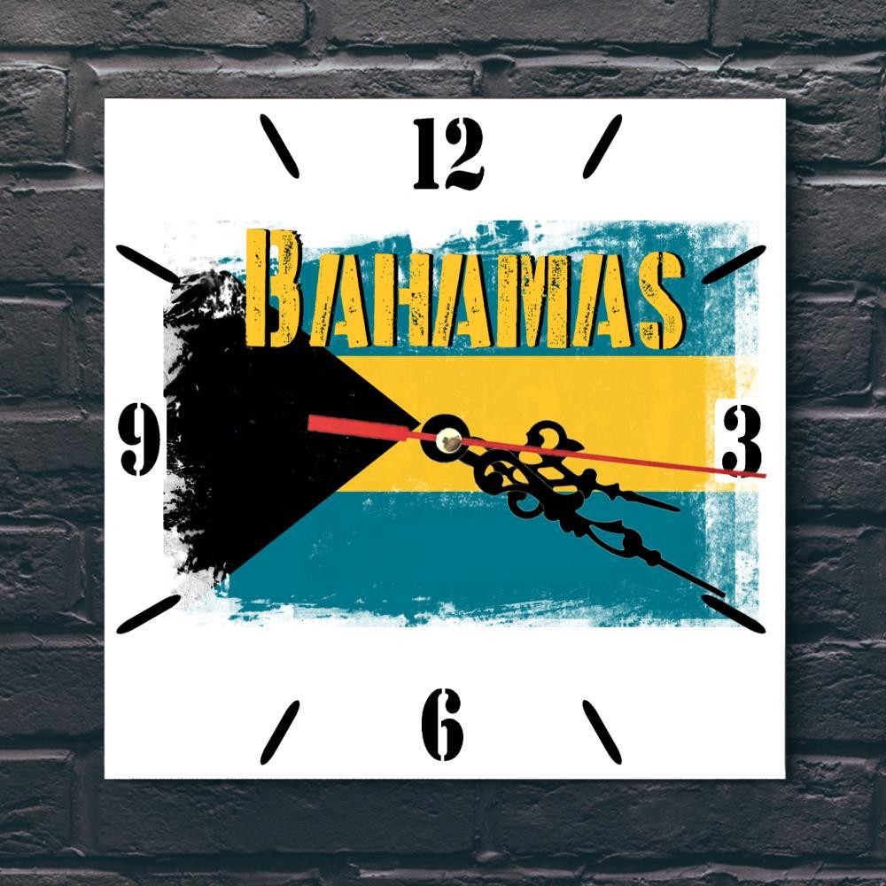 Bahamas Flag Wall clock patriots CERAMIC Tile Watch Support Décor