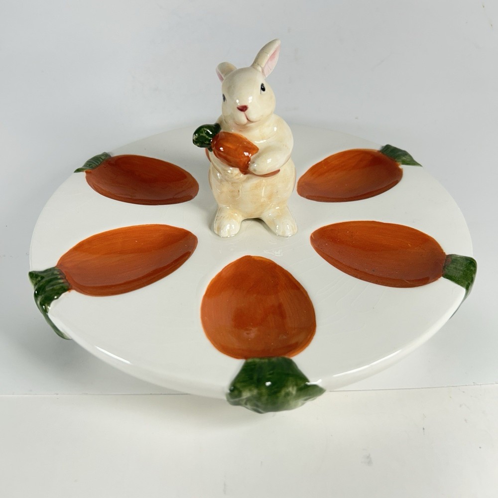 HARRY and DAVID 3D Bunny Rabbit &  Carrots Deviled Egg Serving Platter Easter