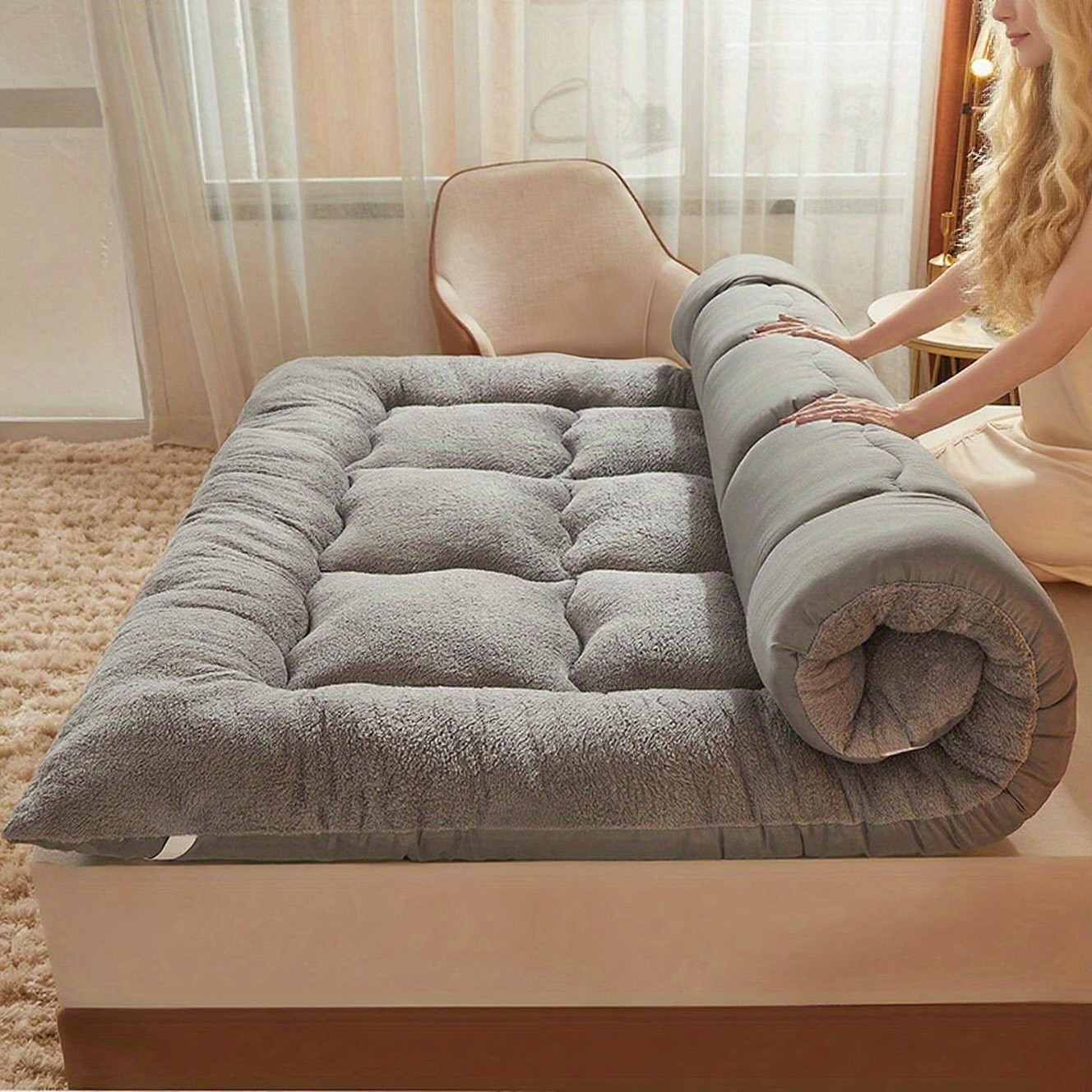 1000GSM Extra Thick Luxury Mattress Topper Quilted Fannel Pillow Top Pad Cover