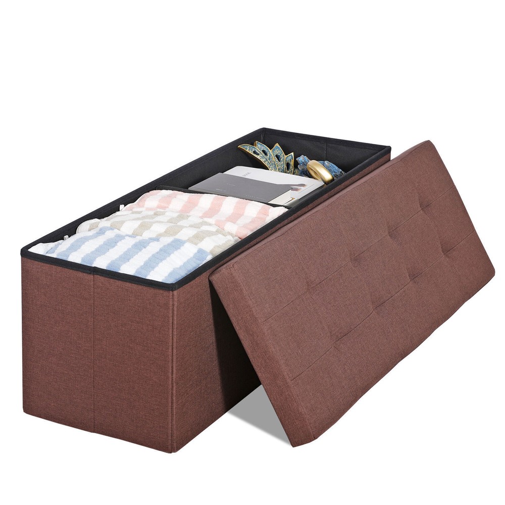 43" Folding Storage Ottoman Bench Storage Chest Soft Footrest Stool Spacious