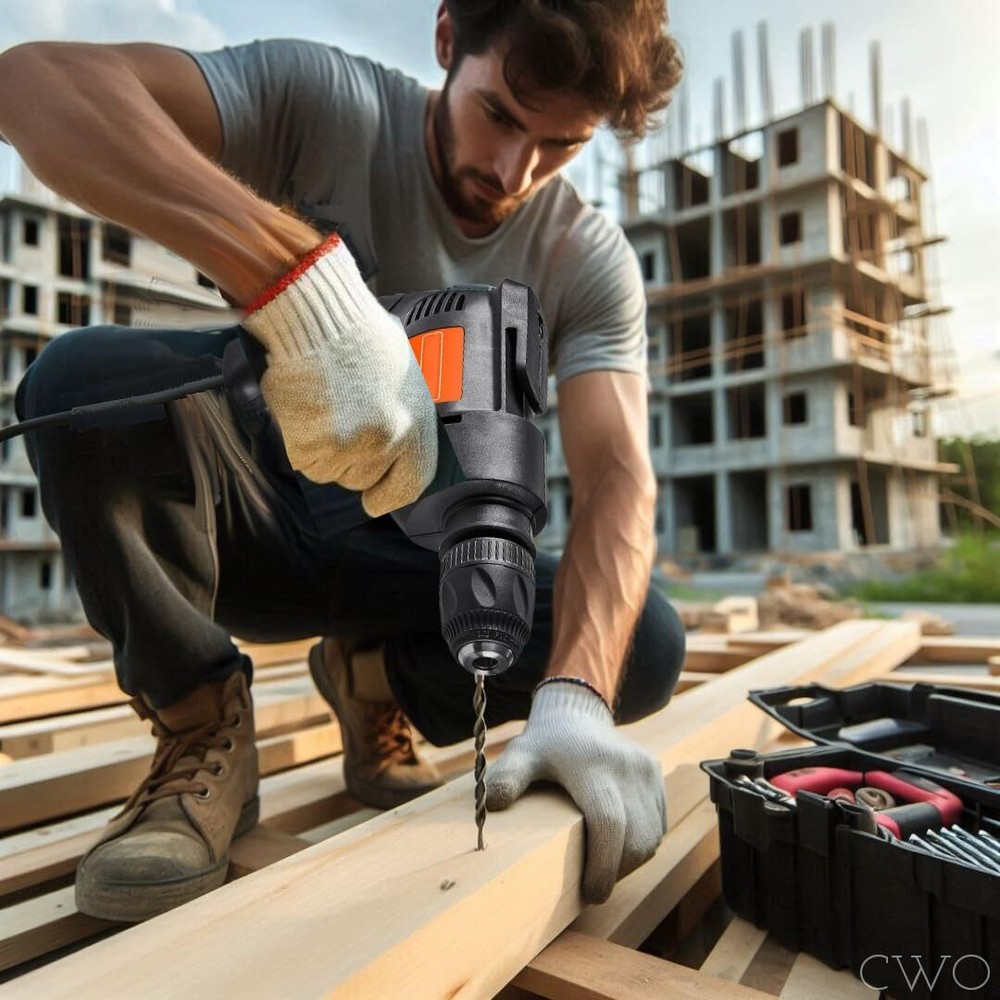 WARRIOR 3.2 Amp 3/8 in. Variable Speed Drill - Corded Reversible Power Drill