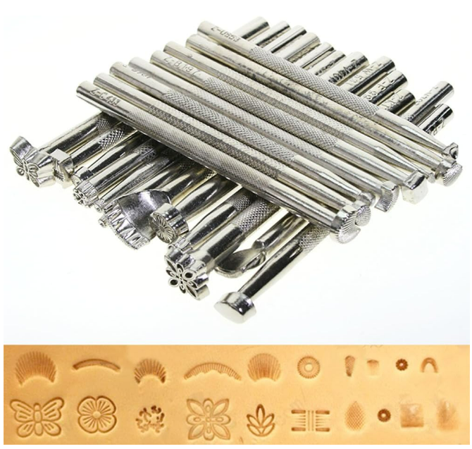20PCS Different Special Shape Leather Stamp Set with Nylon Hammer for Working