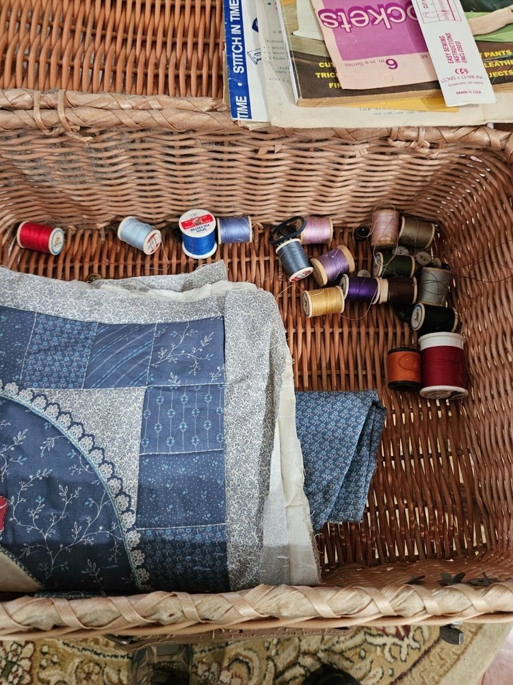 Wicker Sewing Basket Singer Buttonholder Sears Electric Scissors +