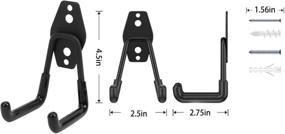 Wall Mount Heavy Duty Garage Hooks (2-Pack) – Mounted Storage 2Pcs