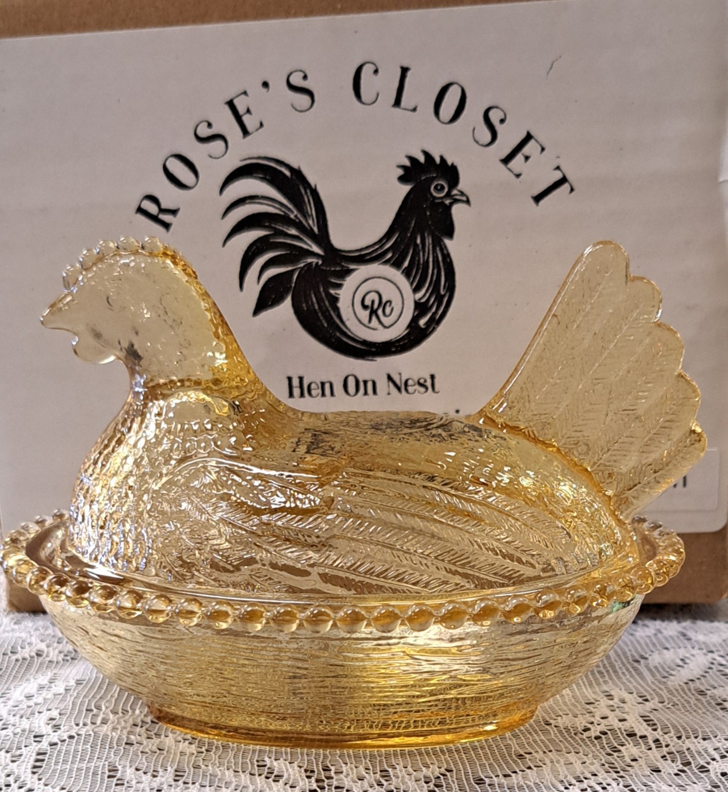 Set of 6 Hen On Nest, COMPLETE SET of Rose's Closet w/ Box, Small Indiana Style