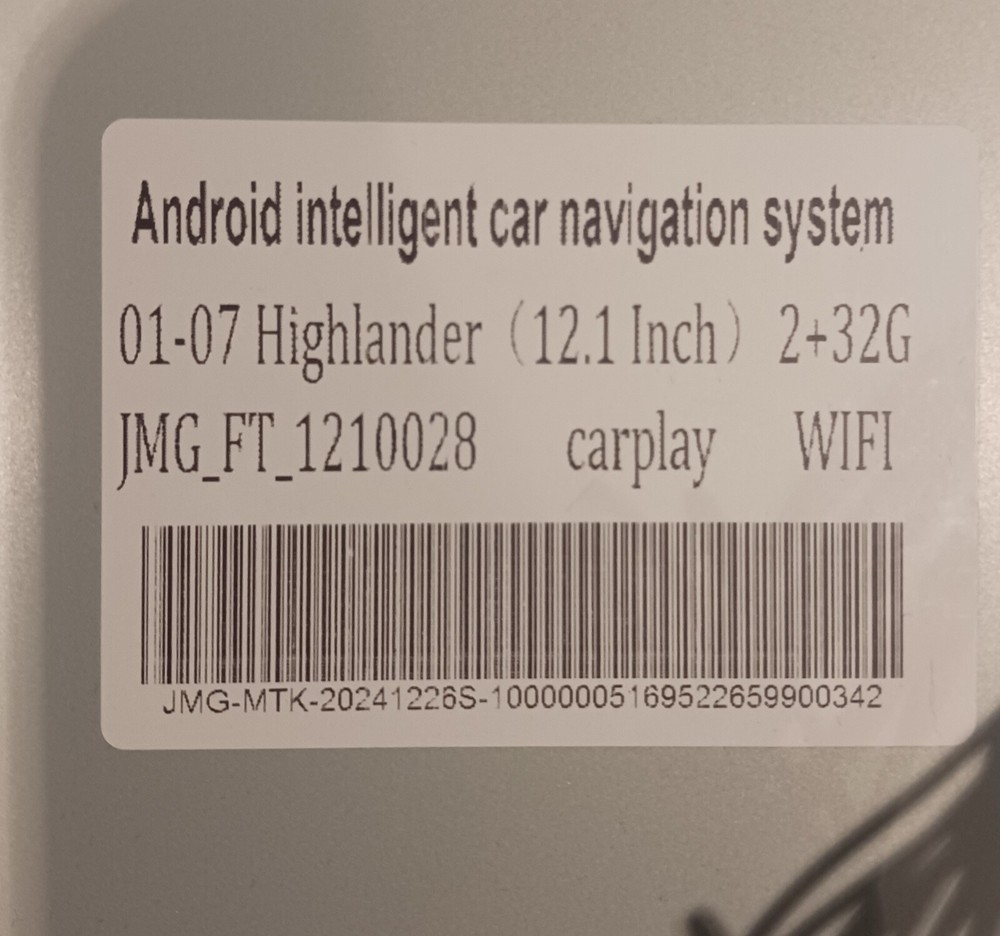 Head Unit for 2001-07 highlander