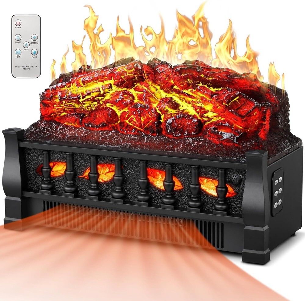 Electric Fireplace Insert Log Heater 21",Adjustable 5 Flame Brightness,5 Speed