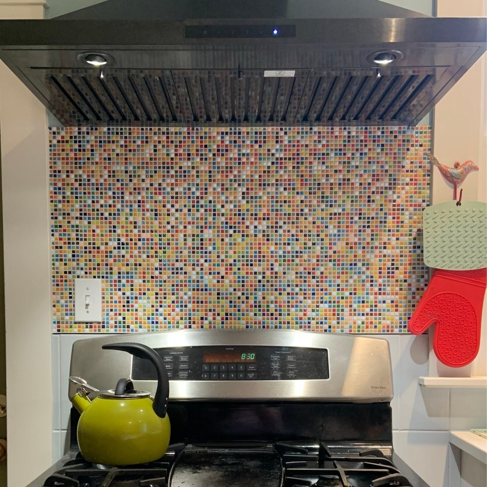 Multi-colored Ceramic Mosaic Mini Square Glazed Porcelain Floor & Wall Tile