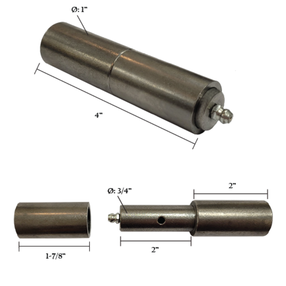 4" Heavy Duty Small Round Hinge with Removeable Sleeve & Grease Zerk