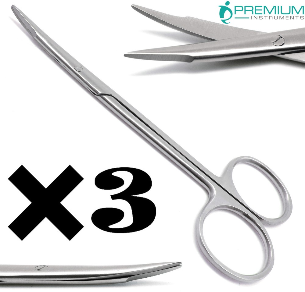 3 Pcs Steven Tenotomy Scissors 4.5" Curved Tip 3cm Surgical Instruments