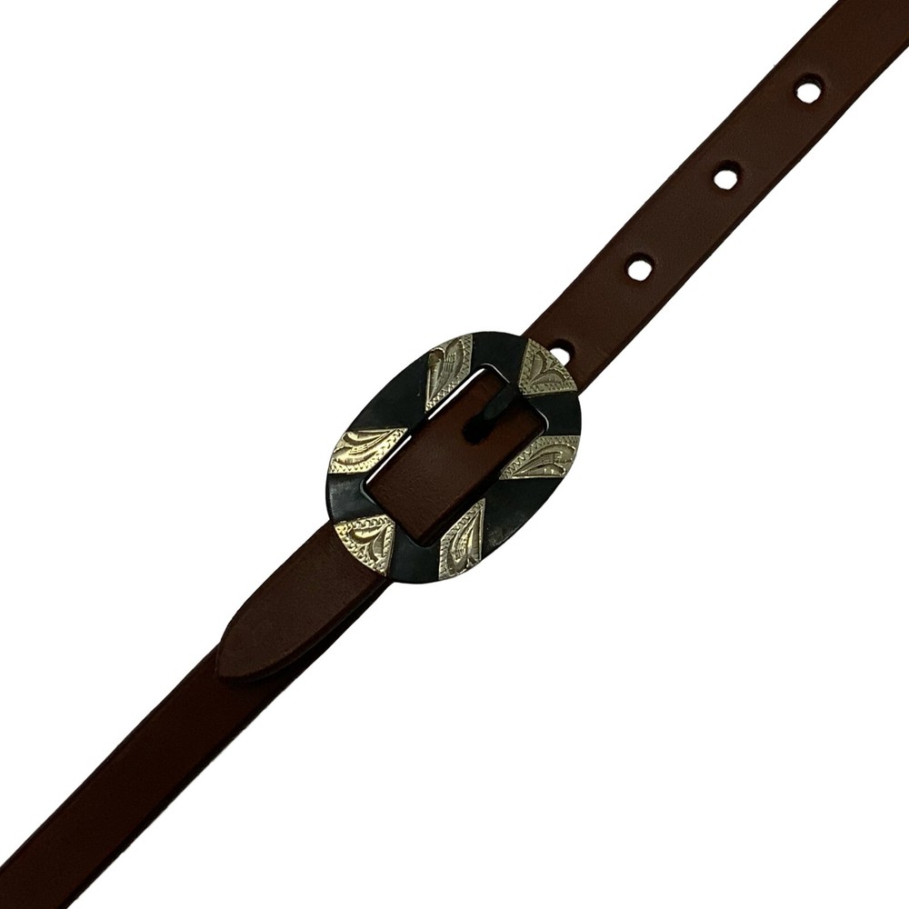 SPLIT EAR HEADSTALL 5/8" Oiled Harness with Antique Silver Bar Buckle