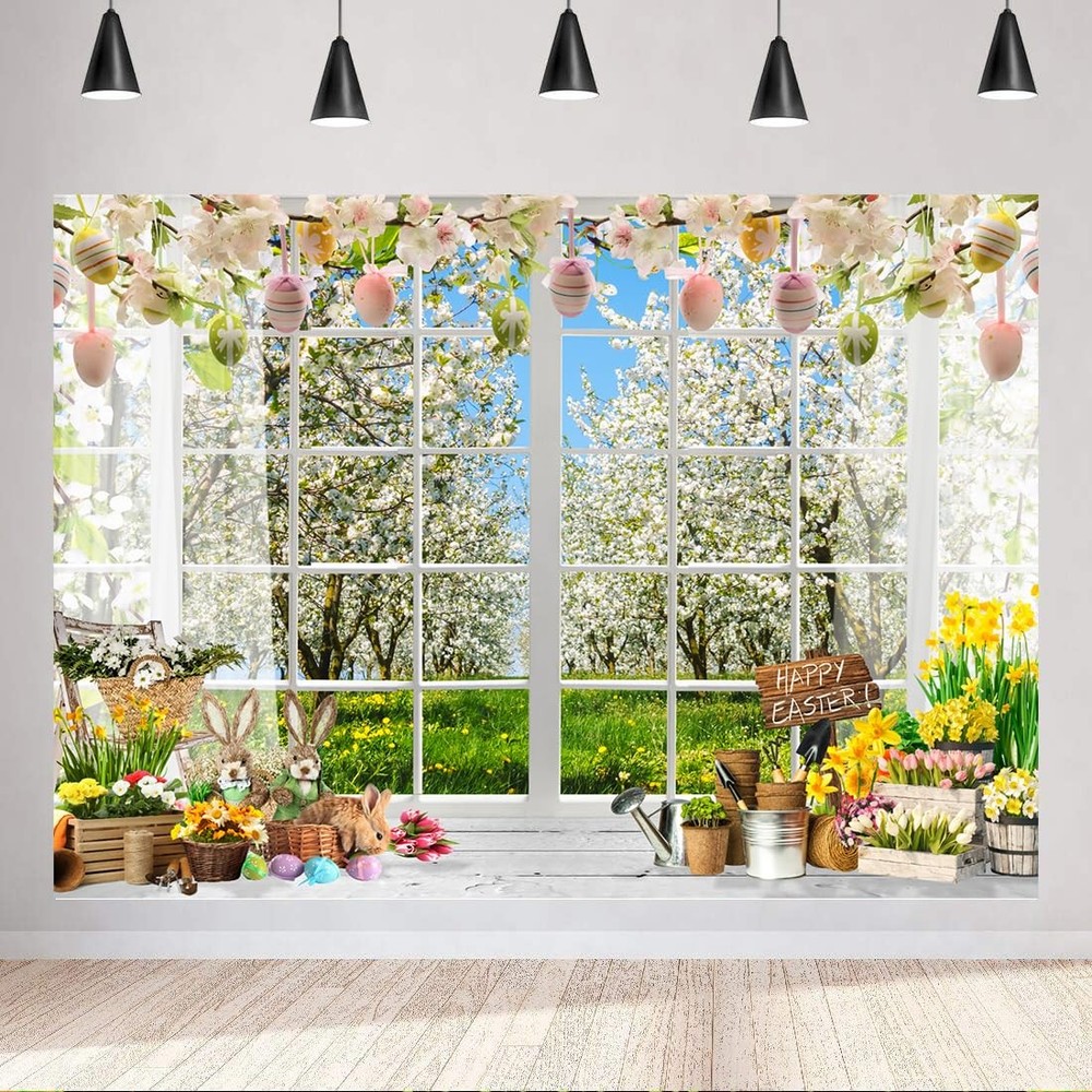 7x5ft Spring Easter Backdrop Easter Backdrops for Photography Colorful Eggs R...