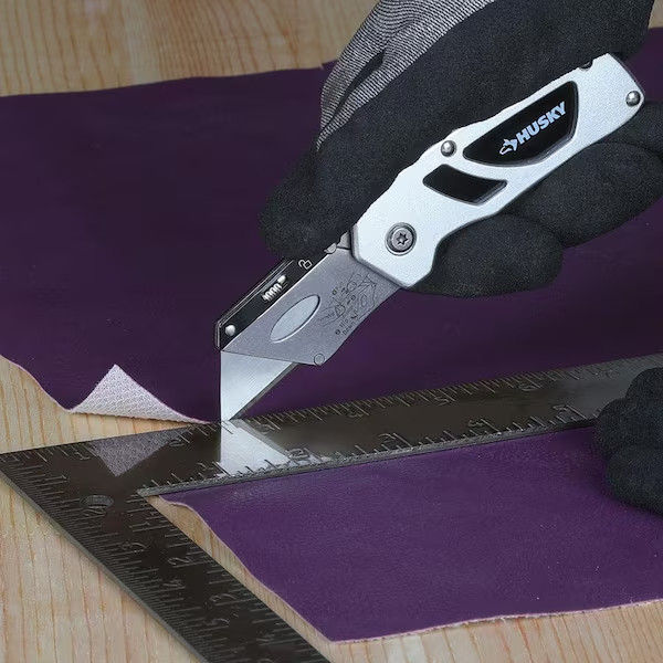 Husky Folding Lock-Back Utility Knife Compact Razor Box Cutter