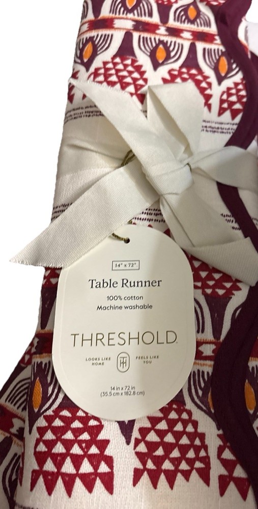 Threshold Table Runner Fall Decor Boho Style Thanksgiving 14” x 72” NEW