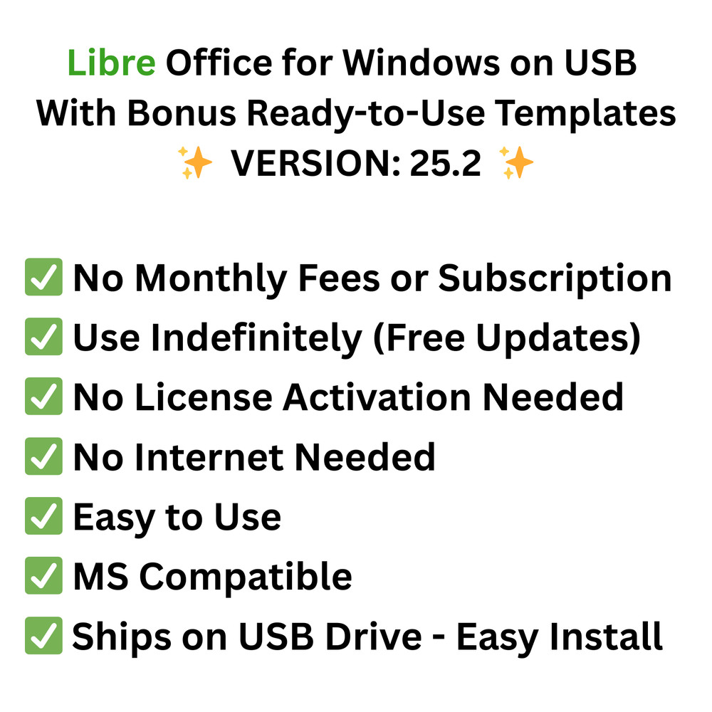 Libre Office 2025 for Windows, with AI Package - Microsoft Office Alternative