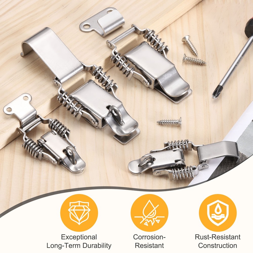 Stainless Steel Spring Loaded Toggle Latch, (S,Silver) (2 Pcs)