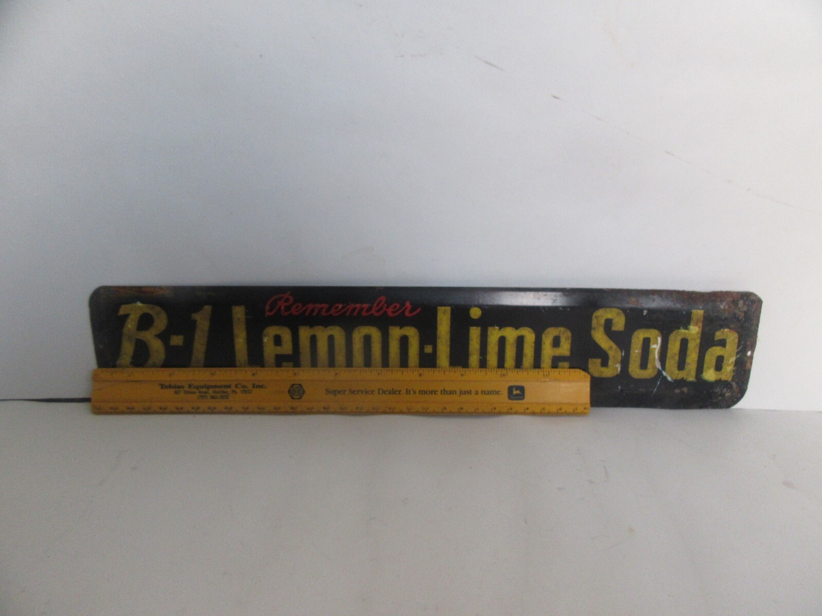 Vintage 1940's B-1 Lemon Lime Soda Tin Metal Door Push (16")