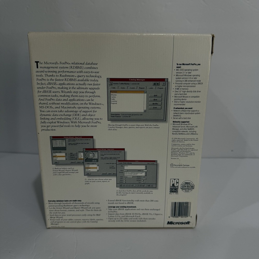 RARE Vintage Microsoft Dev Software Lot Visual Basic C++ FoxPro Promo NFR Box