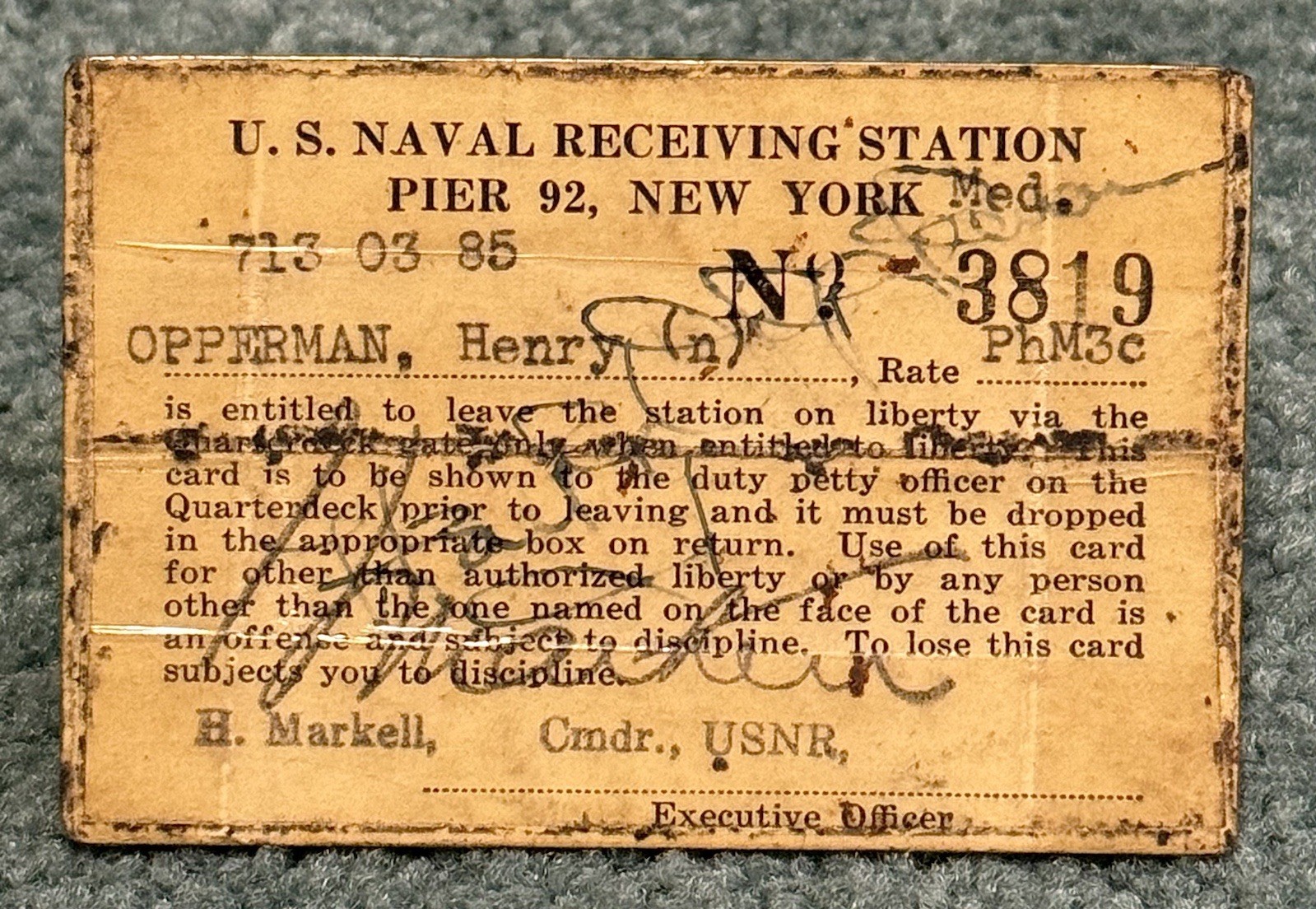 Original WWII Era 1946 US Navy Shore Patrol Badge Grouping W Dog Tag & ID Cards