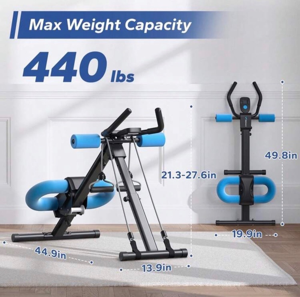 AUS Adjustable Foldable Ab Trainer Bench Core & Glute Workout Machine Home Gym