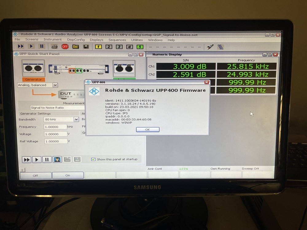 Rohde & Schwarz UPP400, audio analyzer