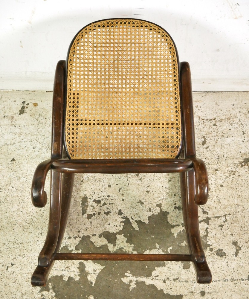 Chauffeuse Thonet Bentwood Cane Rocking Footstool