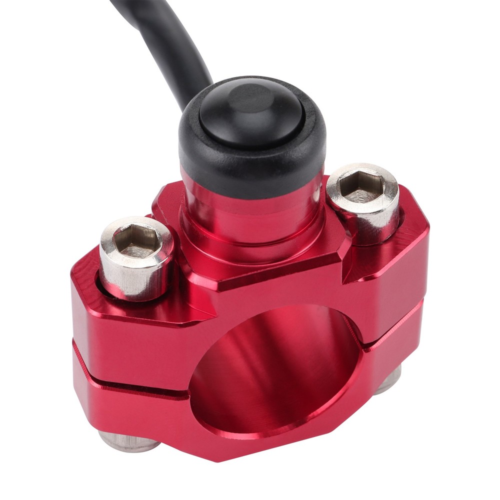 Motorcycle Switch Horn Handlebar Mount Push Button Momentary Start Universal Red