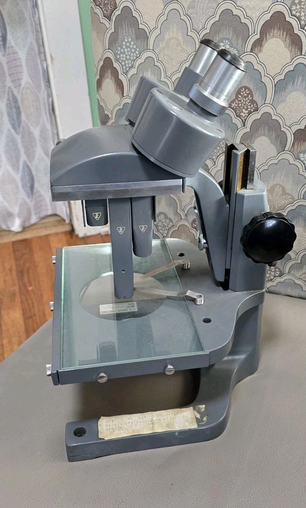 Vintage Bausch & Lomb Stereo Microscope, Three Sliding Objectives, Mirror w/ Box