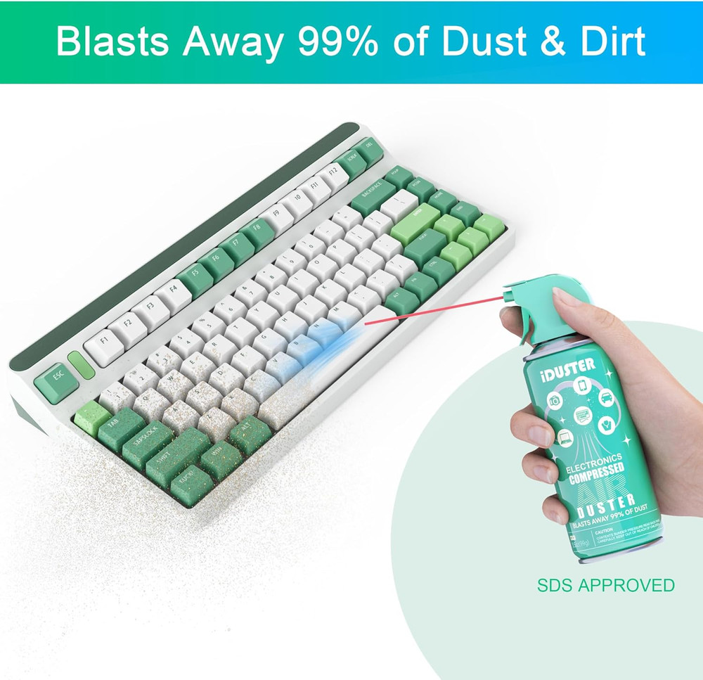 Compressed Canned Air Duster for Computer - Disposable Electronic Keyboard Clean