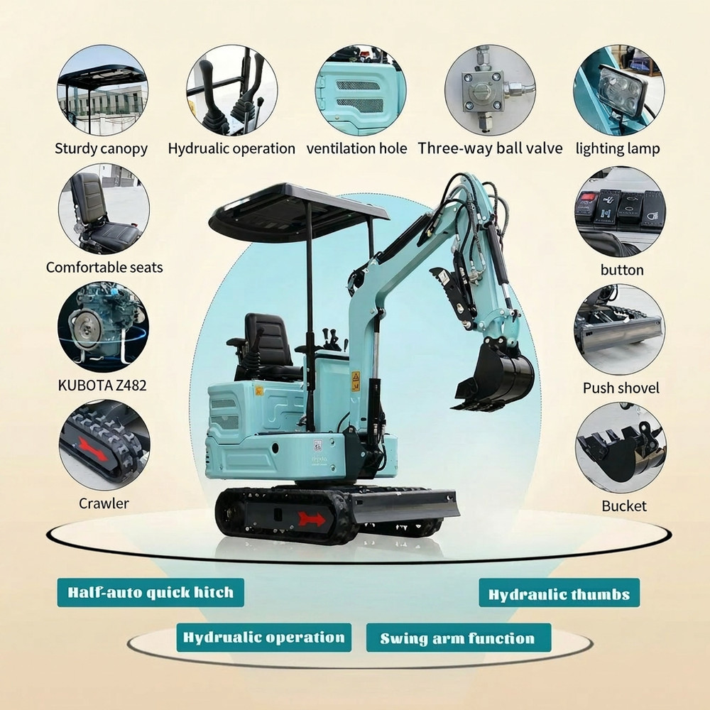 1.4Ton Mini Excavator Kubota Engine & 13.5HP Skid Steer Loader B&S Engine Combo
