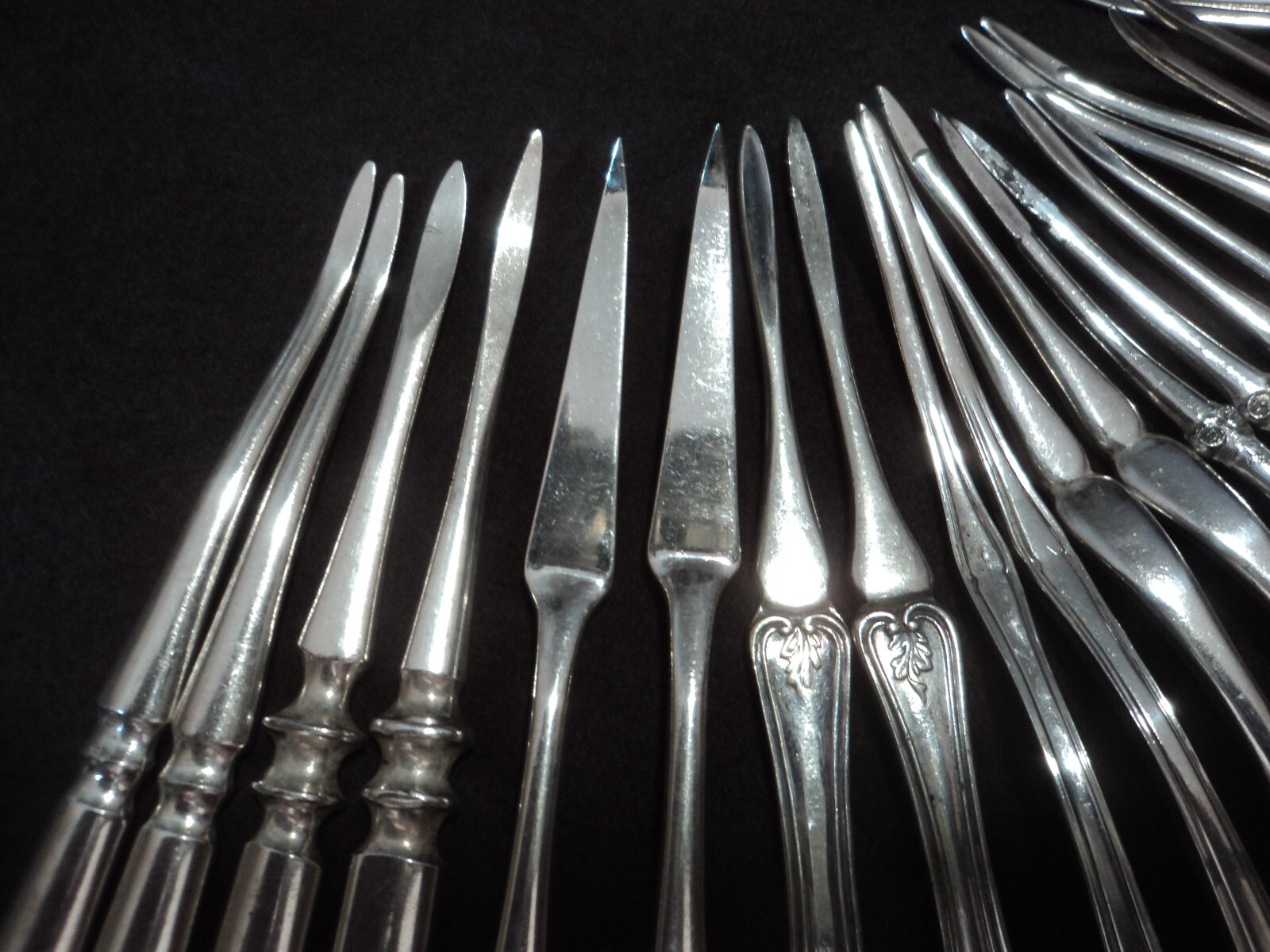 Silverplate Flatware Lot of 22 Nut Picks (11 Pairs) Antique Victorian