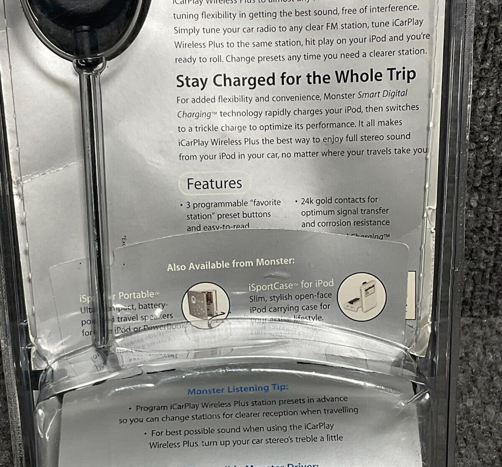 Monster iCarPlay Wireless 😊 FM Transmitter/Charger for iPod