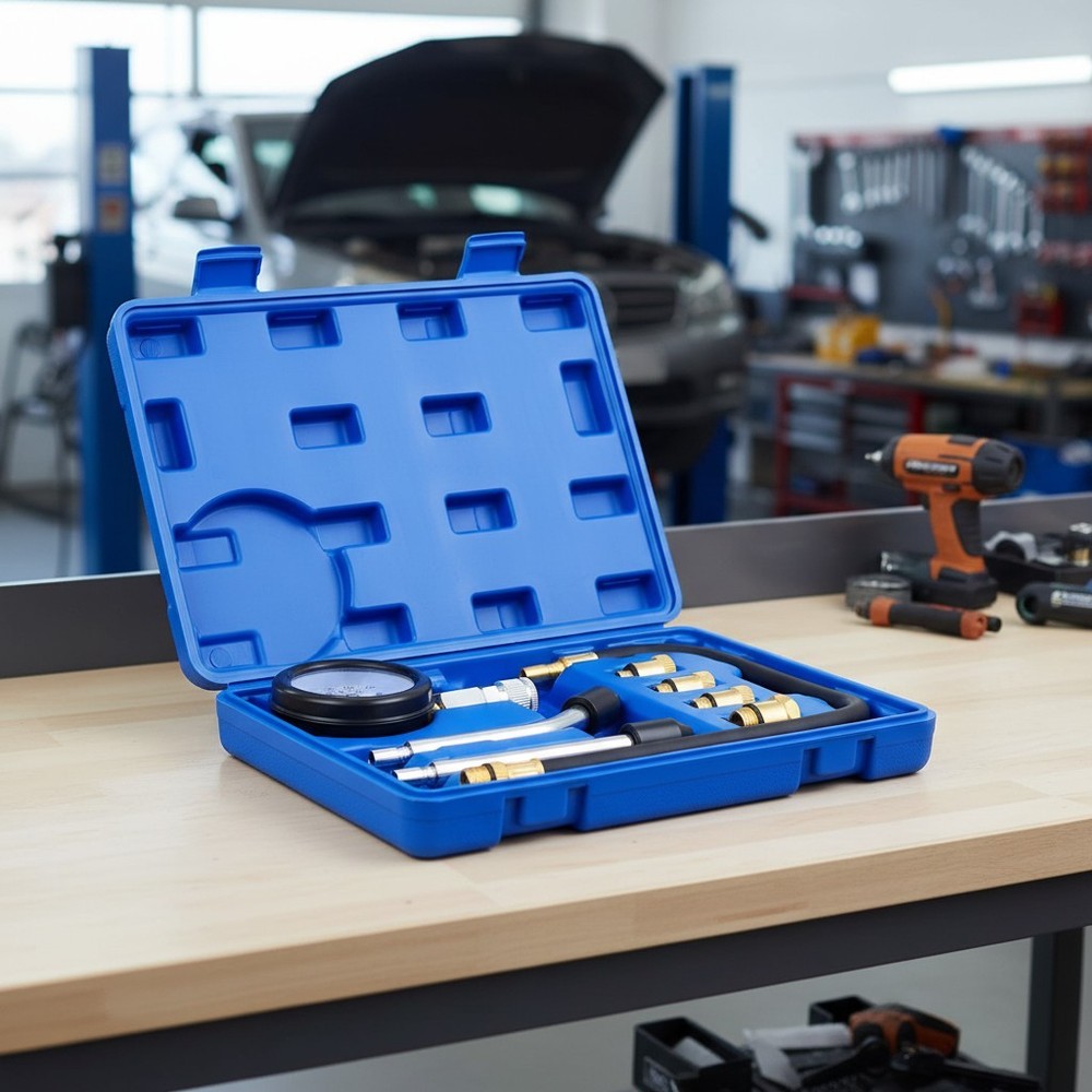 Versatile Engine Compression Tester Kit with Adapters for Automotives and Bikes