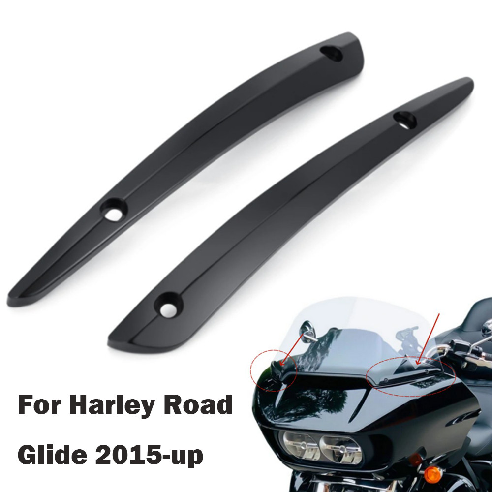 Black Split Front Windscreen Side Trim For Harley Road Glide FLTRX  2015-up