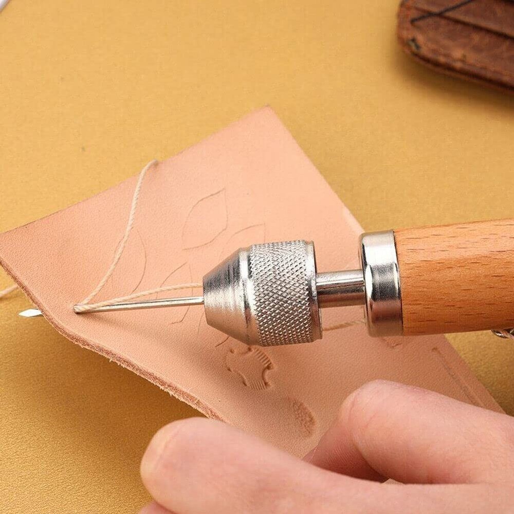Leather Sewing Awl Thread Kit with Waxed Thread Manual Speedy Stitcher Tool (...