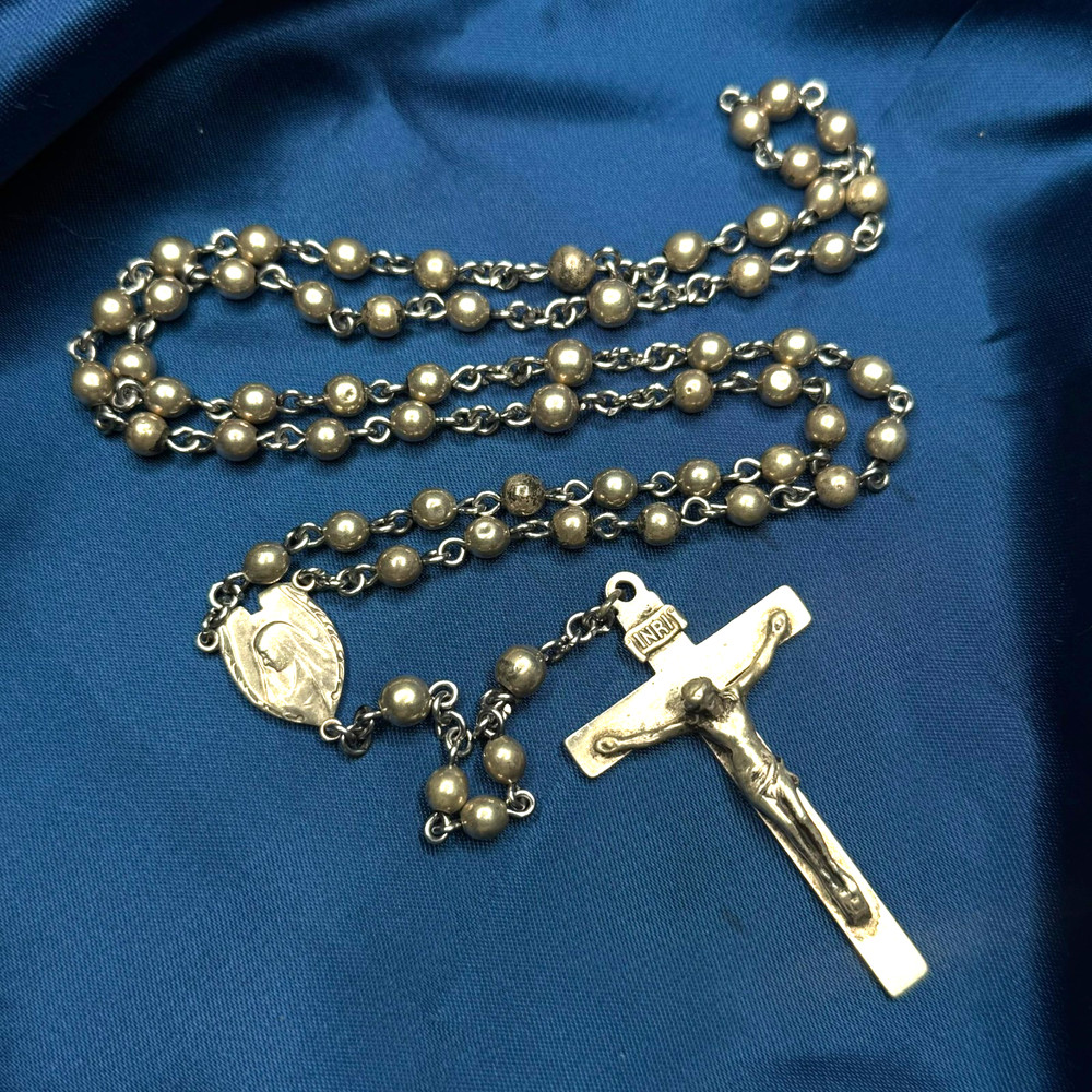 Vintage / Antique Sterling Silver Rosary 28g