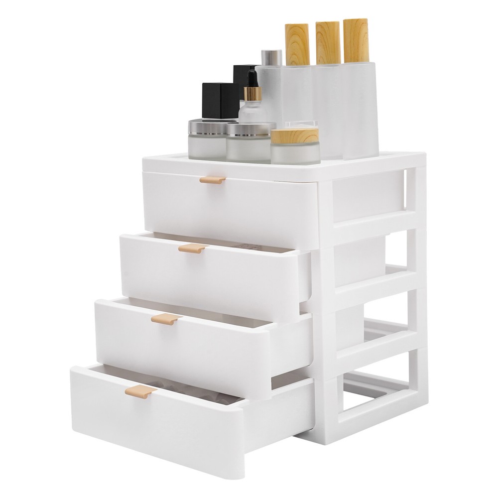 Stylish White Desk Organizer with 4 Drawers - Space-Saving Storage Solution