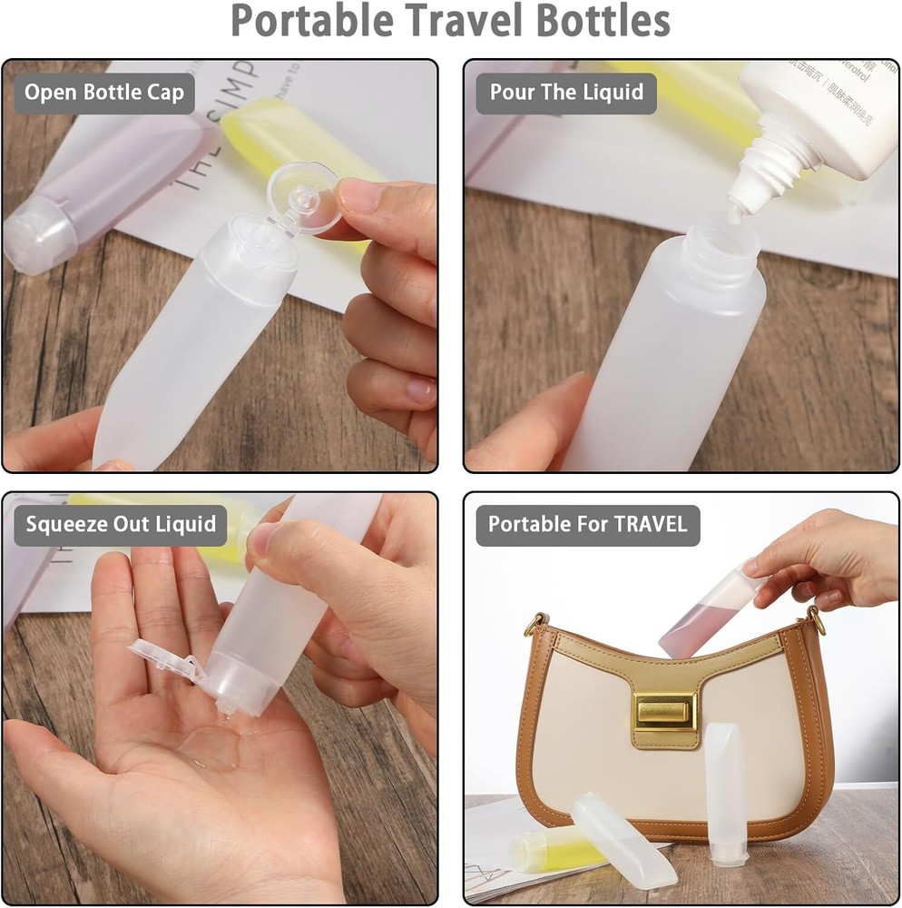 5 PCS Travel Bottles, Refillable Toothpaste Tubes, Small Squeeze white