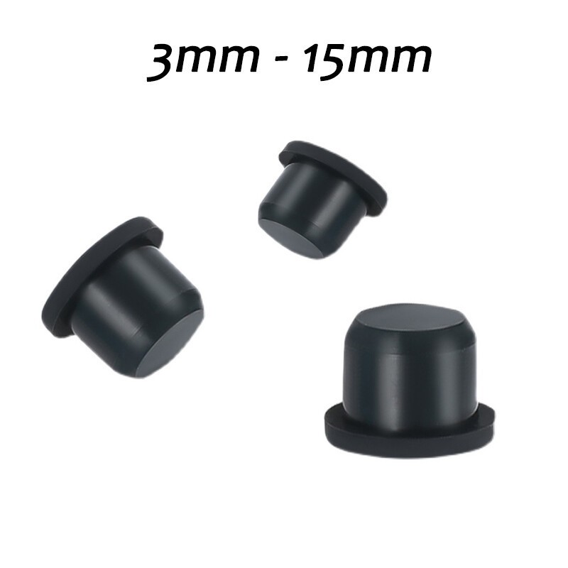 Round Solid Silicone Rubber Drill Hole Plugs Push In Compression Stem 3mm~15mm