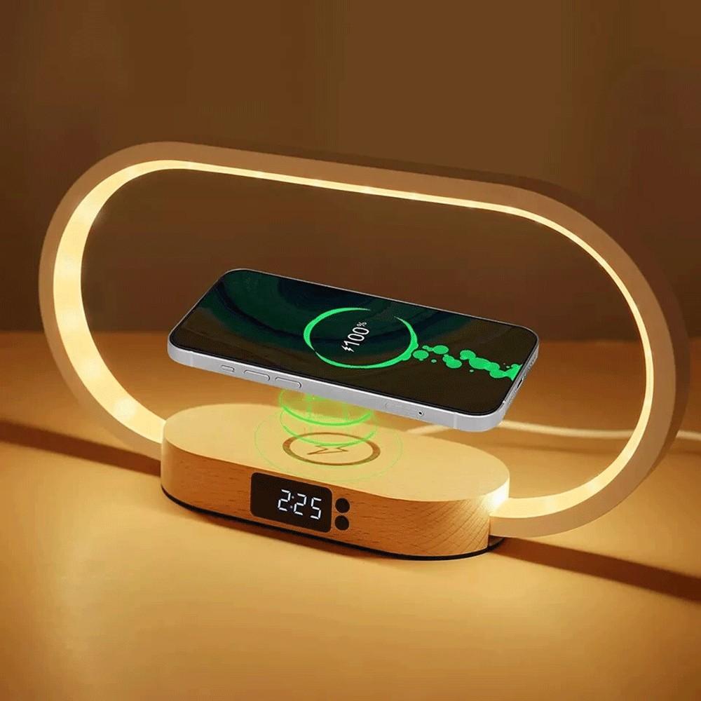 1PCS Rechargeable Bedside Lamp with Clock Touch Dimmable, 3 Color Temperatures
